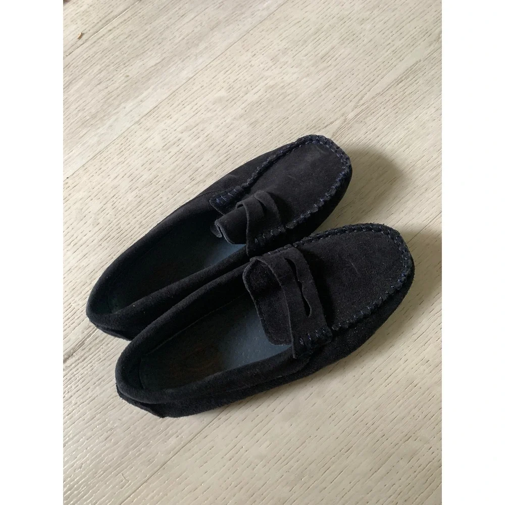Papouelli London Kids Navy Blue Suede Penny Loafers Driving Shoes Size 30 Spain